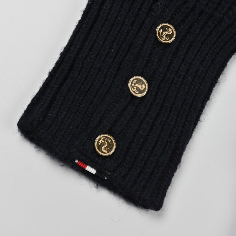 Navy Pinstripe Knit Cardigan with Gold Buttons view