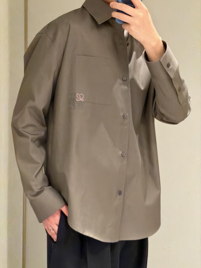 Oversized Khaki Button-Up Shirt