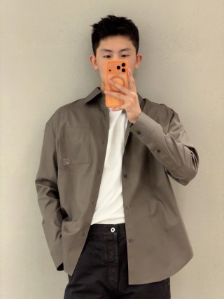 Oversized Khaki Button-Up Shirt view 7