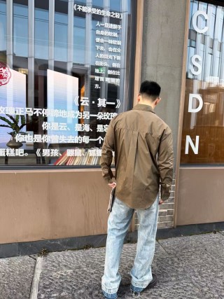 Oversized Khaki Button-Up Shirt view 8
