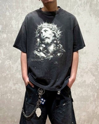 Charcoal Graphic Crown Print Oversized T-Shirt view 8