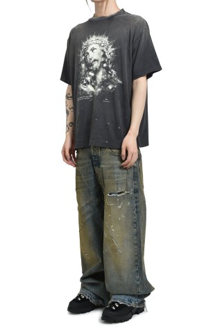 Charcoal Graphic Crown Print Oversized T-Shirt view 9