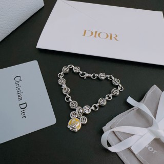 Dior CD Logo Charm Silver Bracelet view 3