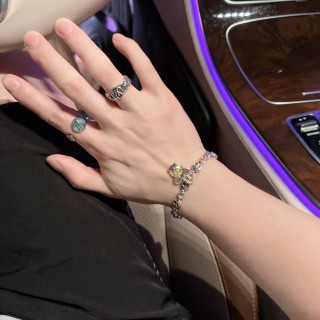 Dior CD Logo Charm Silver Bracelet view 4