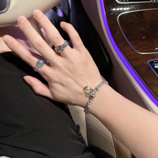 Dior CD Logo Charm Silver Bracelet view 9