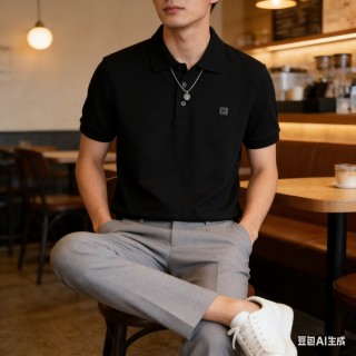 Women's Black Polo Shirt - Classic Short Sleeve view 5