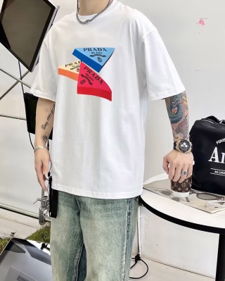 Prada Geometric Triangle Logo White T-Shirt view 2