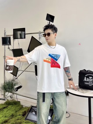Prada Geometric Triangle Logo White T-Shirt view 3