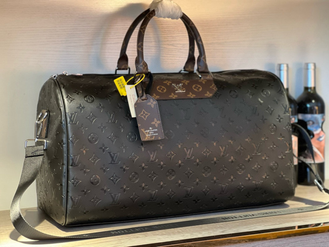 Louis Vuitton Monogram Embossed Black Travel Duffel Bag view