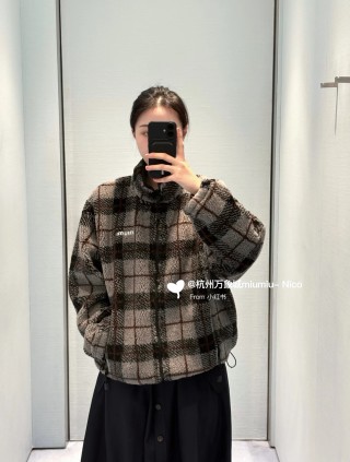 Miu Miu Black & Grey Plaid Wool Jacket view 5