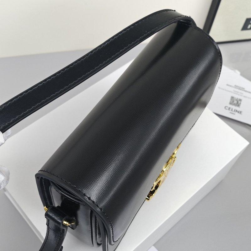 Celine Triomphe Black Leather Shoulder Bag view