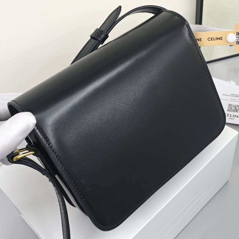 Celine Triomphe Black Leather Shoulder Bag view