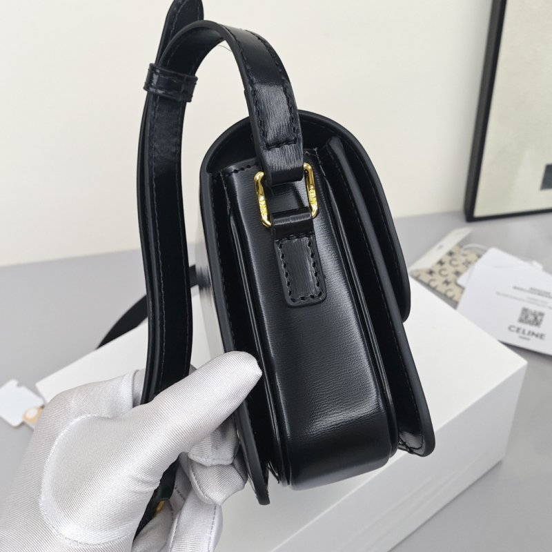 Celine Triomphe Black Leather Shoulder Bag view