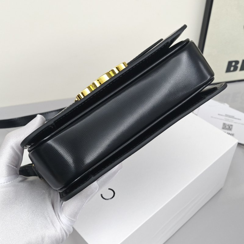 Celine Triomphe Black Leather Shoulder Bag view