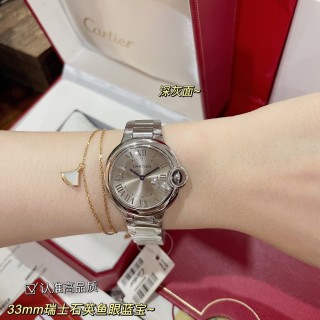 Cartier Ballon Bleu 33mm Steel Bracelet Watch - Silver Dial view 3