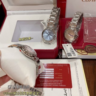 Cartier Ballon Bleu 33mm Steel Bracelet Watch - Silver Dial view 4