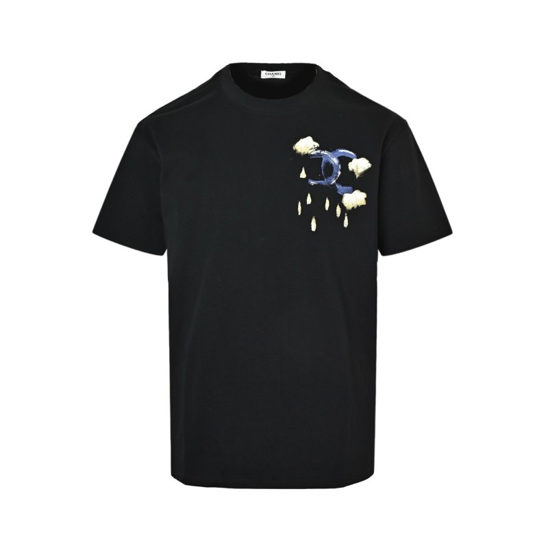 Black Graphic T-Shirt with Cloud & Moon Design view