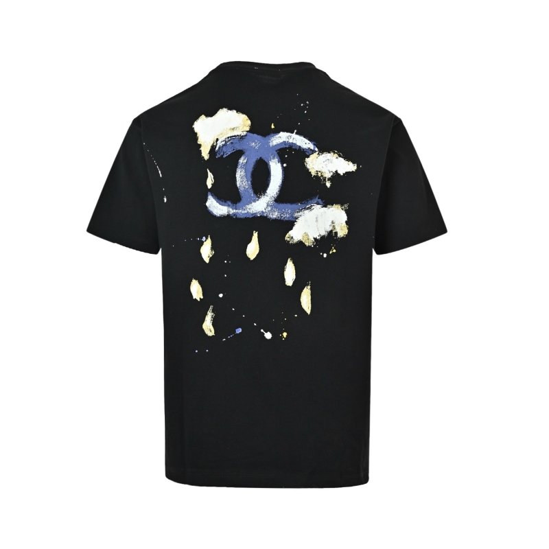 Black Graphic T-Shirt with Cloud & Moon Design view