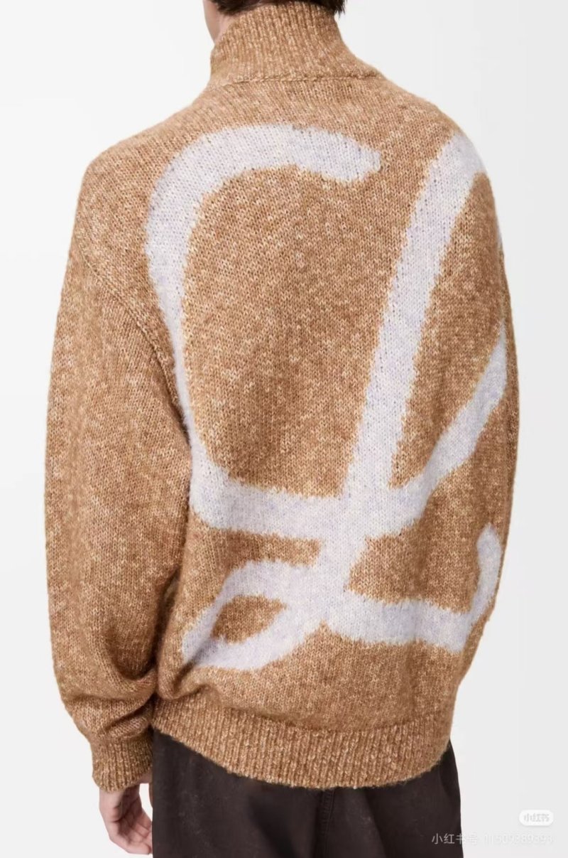 Camel & Cream Turtleneck Sweater with Abstract Back Print view
