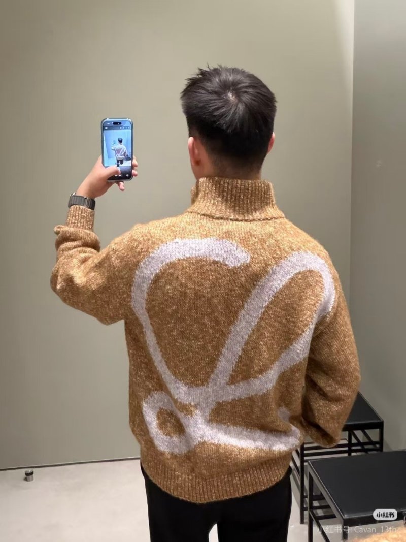 Camel & Cream Turtleneck Sweater with Abstract Back Print view