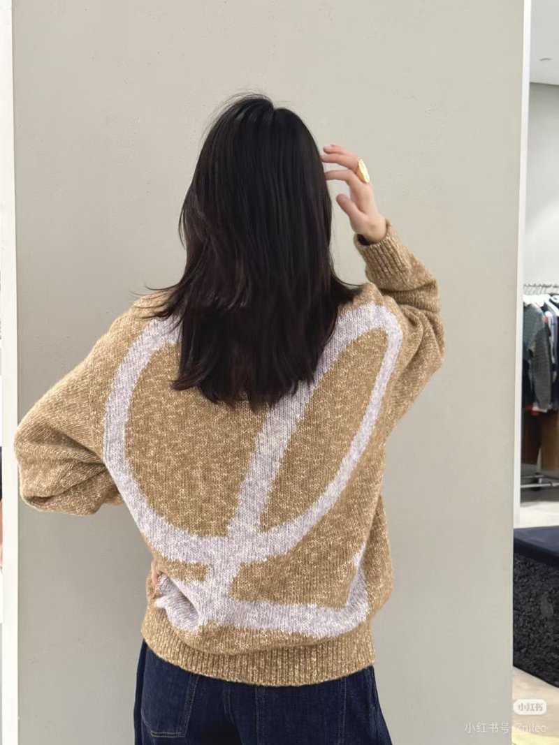 Camel & Cream Turtleneck Sweater with Abstract Back Print view
