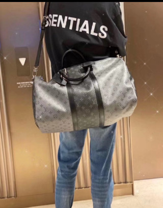 Louis Vuitton Keepall Monogram Canvas Duffel Bag Grey