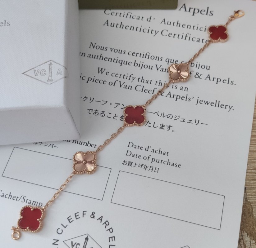 Van Cleef & Arpels Vintage Alhambra Four Leaf Clover Rose Gold Bracelet