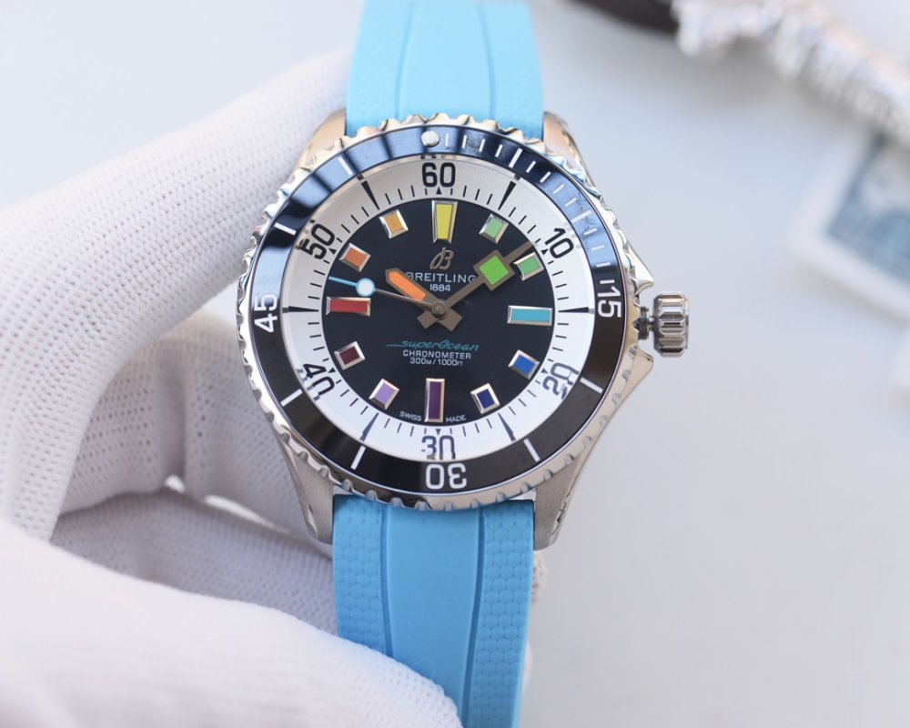 Breitling Superocean Rainbow Bezel 44mm Black Dial Automatic Watch view