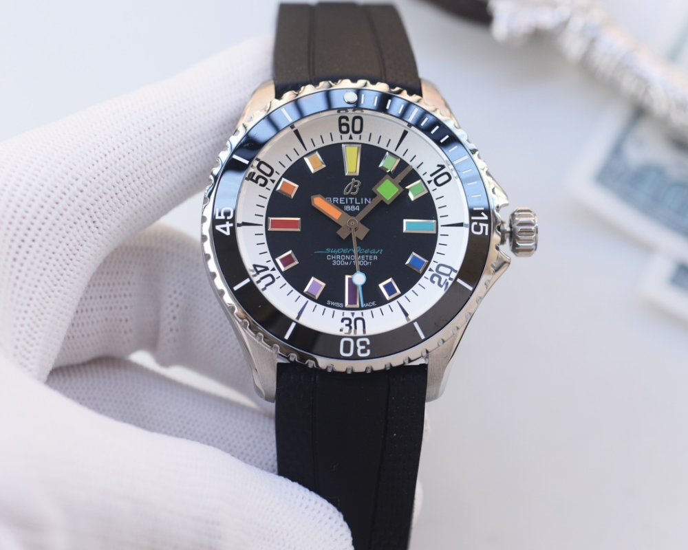 Breitling Superocean Rainbow Bezel 44mm Black Dial Automatic Watch view