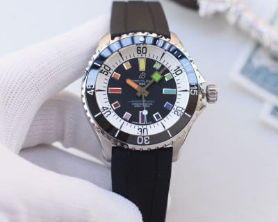 Breitling Superocean Rainbow Bezel 44mm Black Dial Automatic Watch view 5