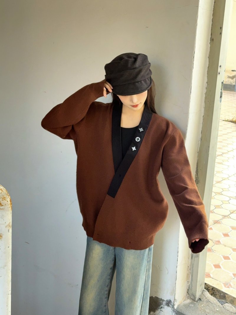 Brown Oversized Knit Cardigan view