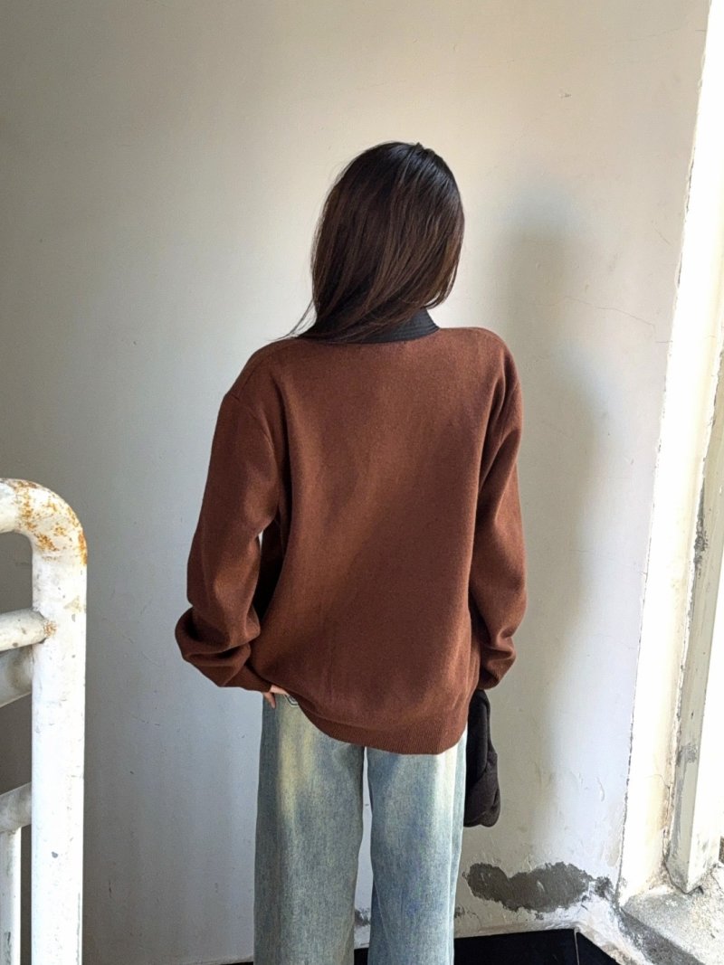 Brown Oversized Knit Cardigan view