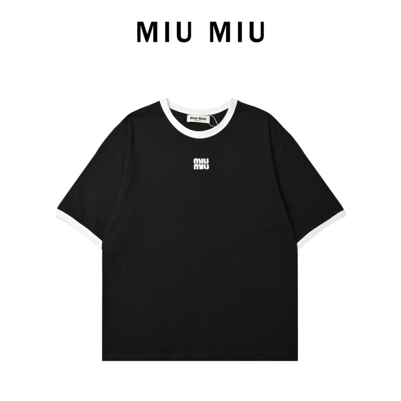 Miu Miu Black Contrast Trim Logo T-Shirt view