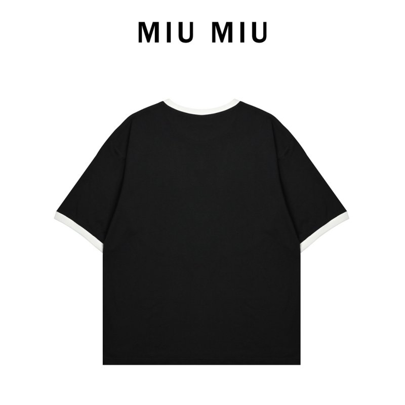 Miu Miu Black Contrast Trim Logo T-Shirt view