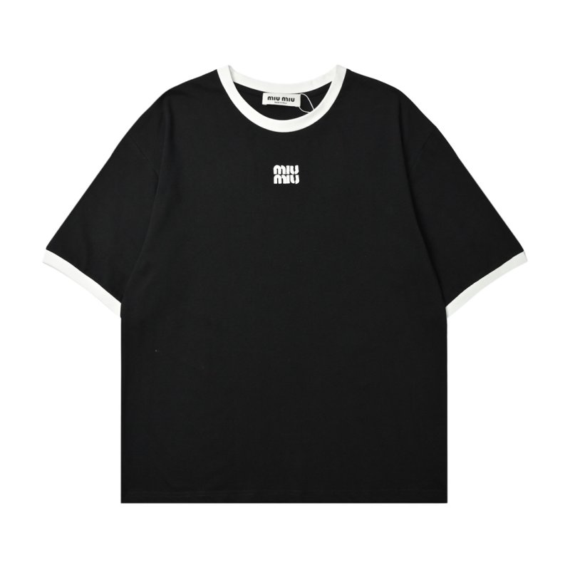 Miu Miu Black Contrast Trim Logo T-Shirt view