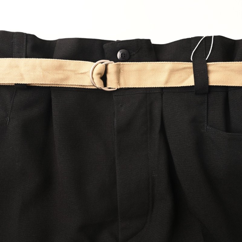 Black Wide-Leg Pants with Tan Contrast Belt view