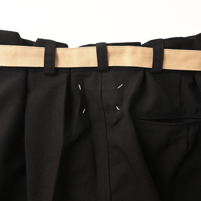 Black Wide-Leg Pants with Tan Contrast Belt view