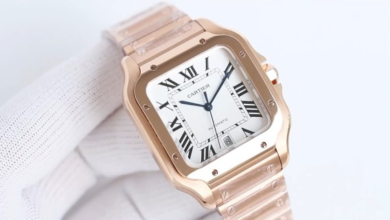 Cartier Santos UA Replica Watch - Rose Gold Steel
