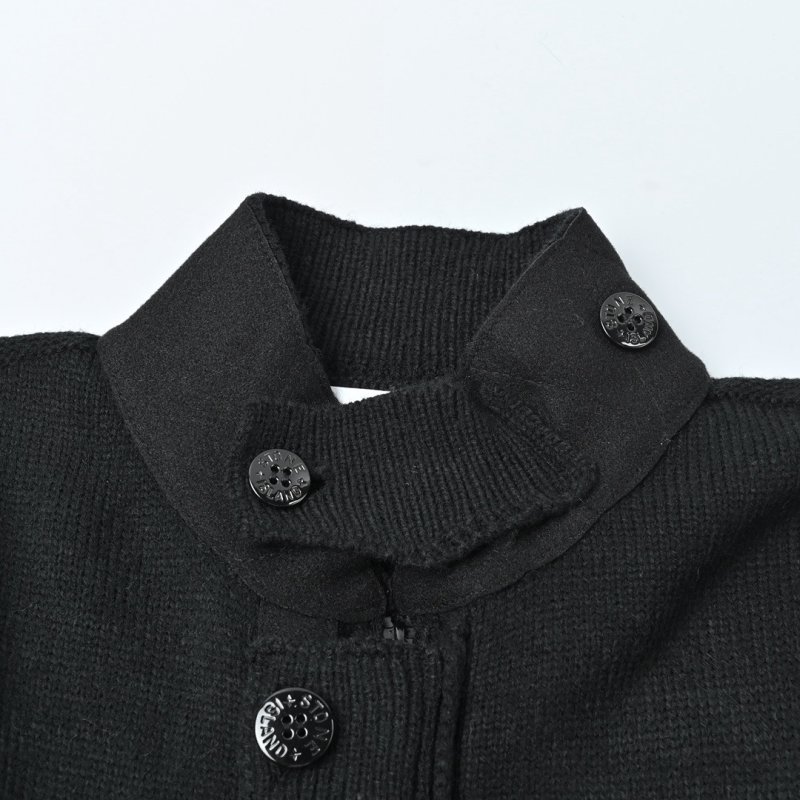 Stone Island Black Ribbed Wool Cardigan view
