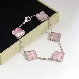 Van Cleef & Arpels Vintage Alhambra Pink Opal Gold Bracelet view 2
