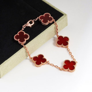 Van Cleef & Arpels Vintage Alhambra Pink Opal Gold Bracelet view 3