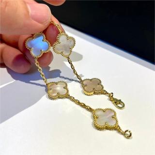 Van Cleef & Arpels Vintage Alhambra Pink Opal Gold Bracelet view 4