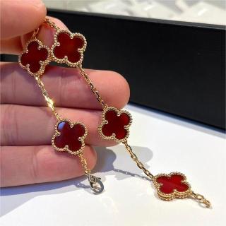 Van Cleef & Arpels Vintage Alhambra Pink Opal Gold Bracelet view 8