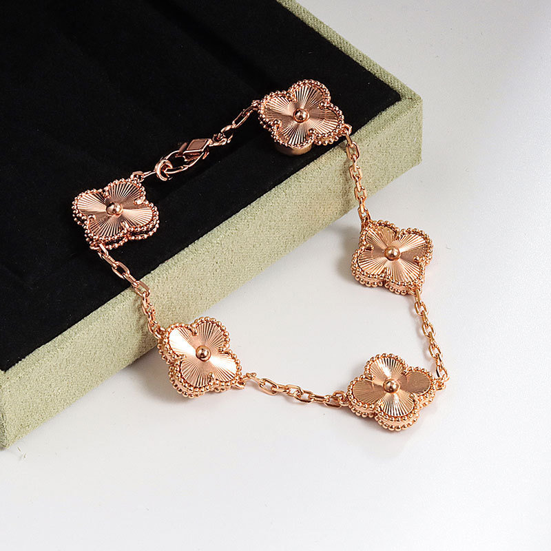 Van Cleef & Arpels Vintage Alhambra Pink Opal Gold Bracelet view
