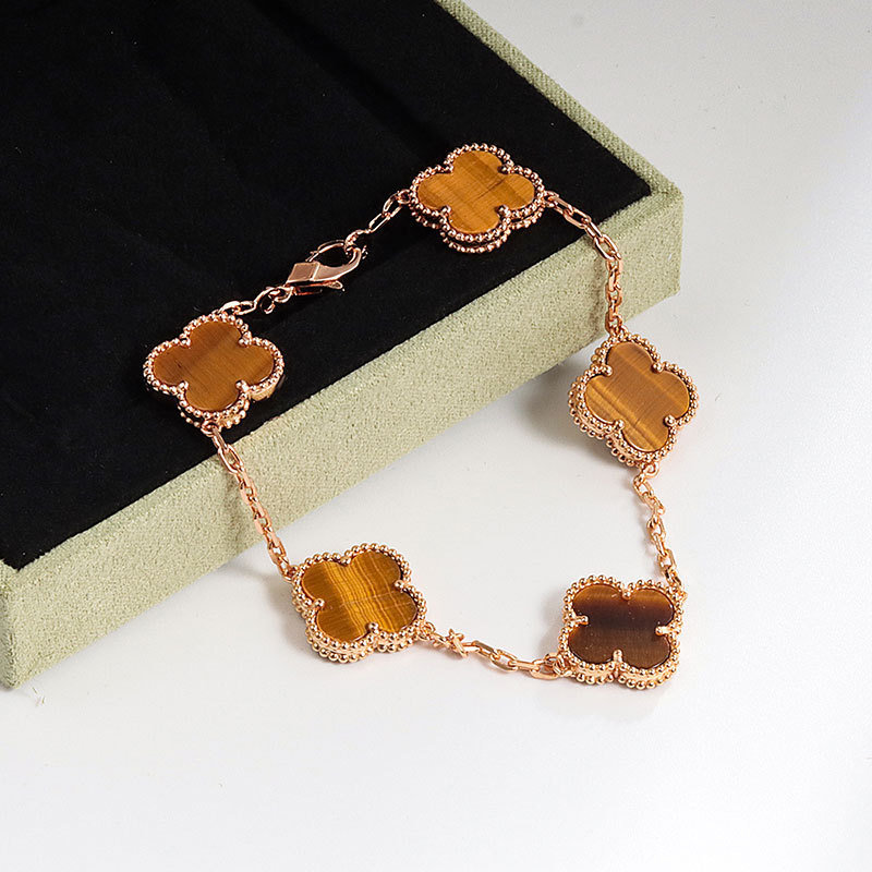 Van Cleef & Arpels Vintage Alhambra Pink Opal Gold Bracelet view
