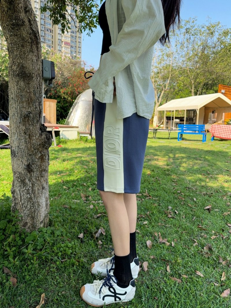 Blue Denim Knee-Length Shorts with Drawstring view