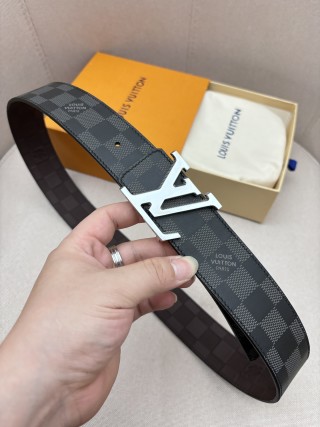 Louis Vuitton Damier Black Reversible Belt with Silver V Buckle view 2