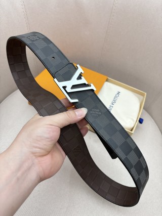 Louis Vuitton Damier Black Reversible Belt with Silver V Buckle view 3