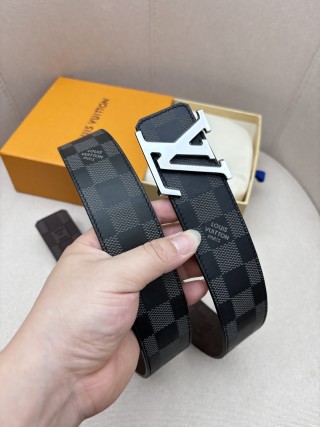 Louis Vuitton Damier Black Reversible Belt with Silver V Buckle view 4