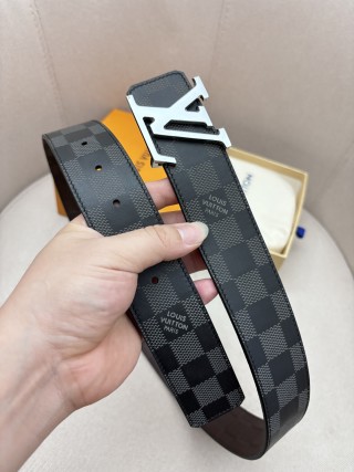 Louis Vuitton Damier Black Reversible Belt with Silver V Buckle view 5